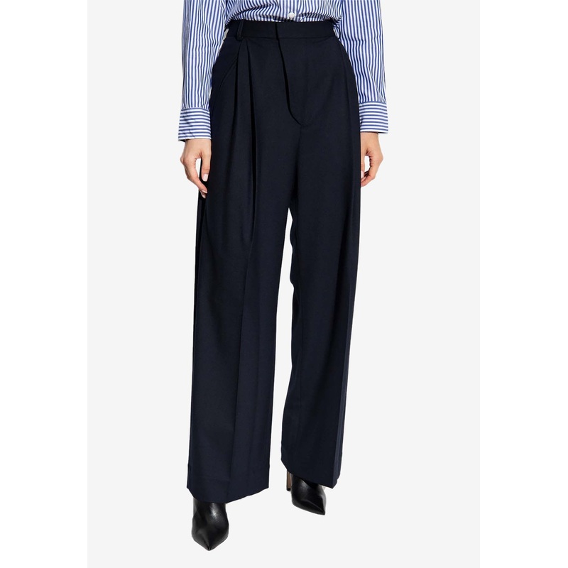 Wool-Blend Tailored Pants Navy wrtwuk_UK 12