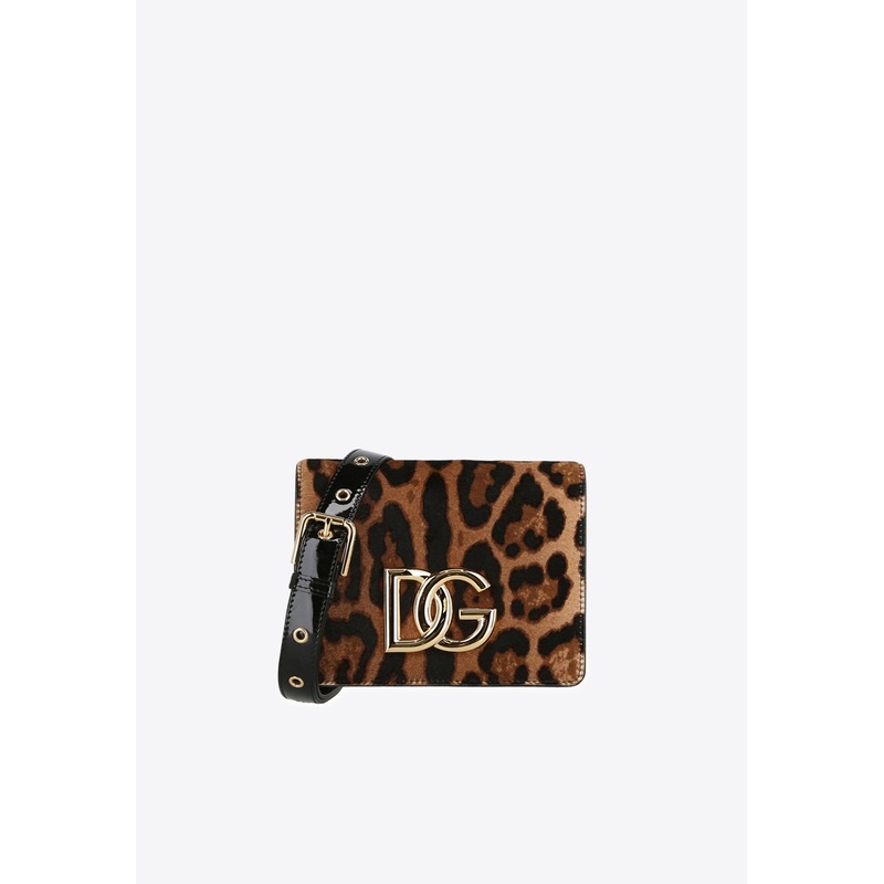 3.5 Leopard Print DG Logo Shoulder Bag Brown Onesize