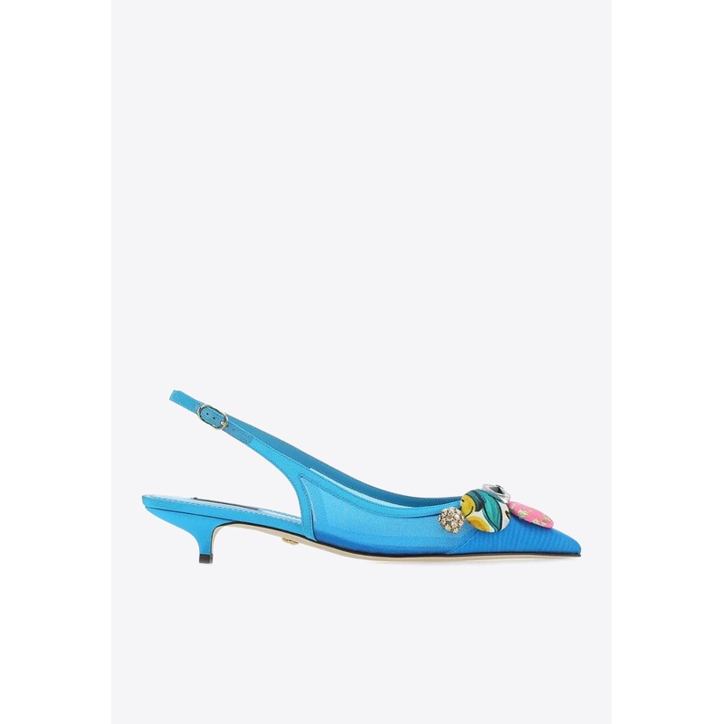 30 Bejeweled Buttons Slingback Pumps Blue wshoeseu_EU 41