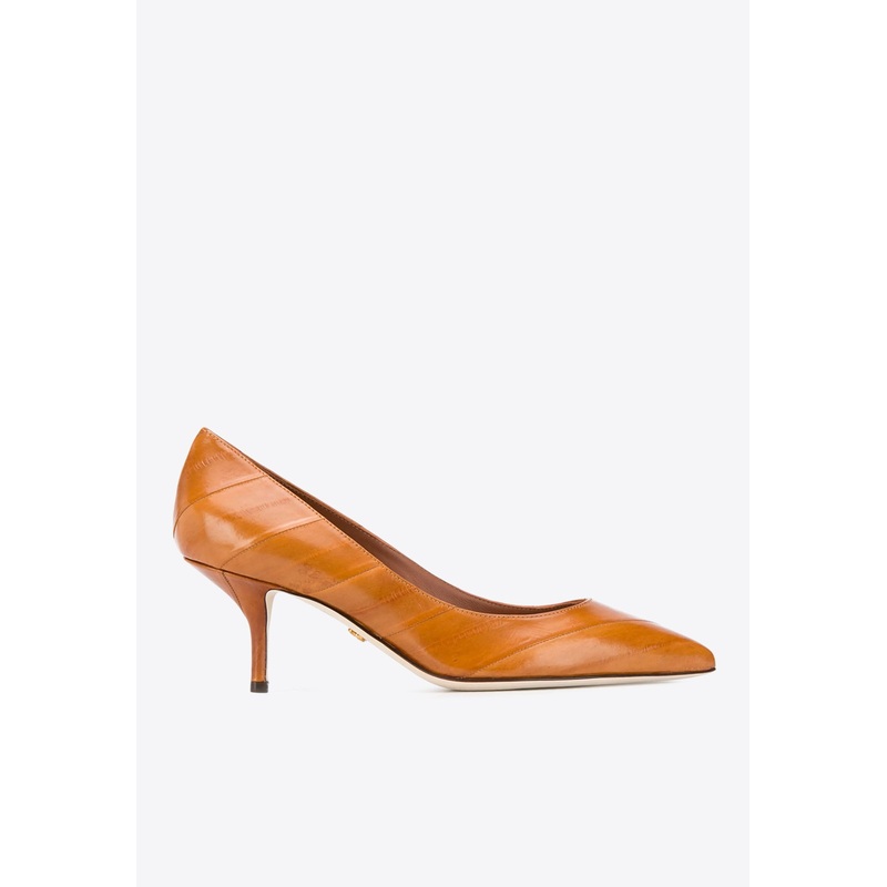 75 Texture Leather Striped Pumps Brown wshoeseu_EU 36