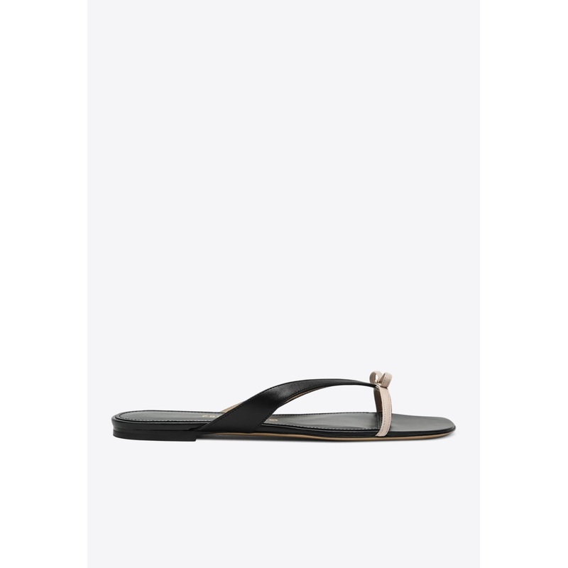 Abibi Mini Bow Leather Flip-Flops Black wshoesus_US 5.5