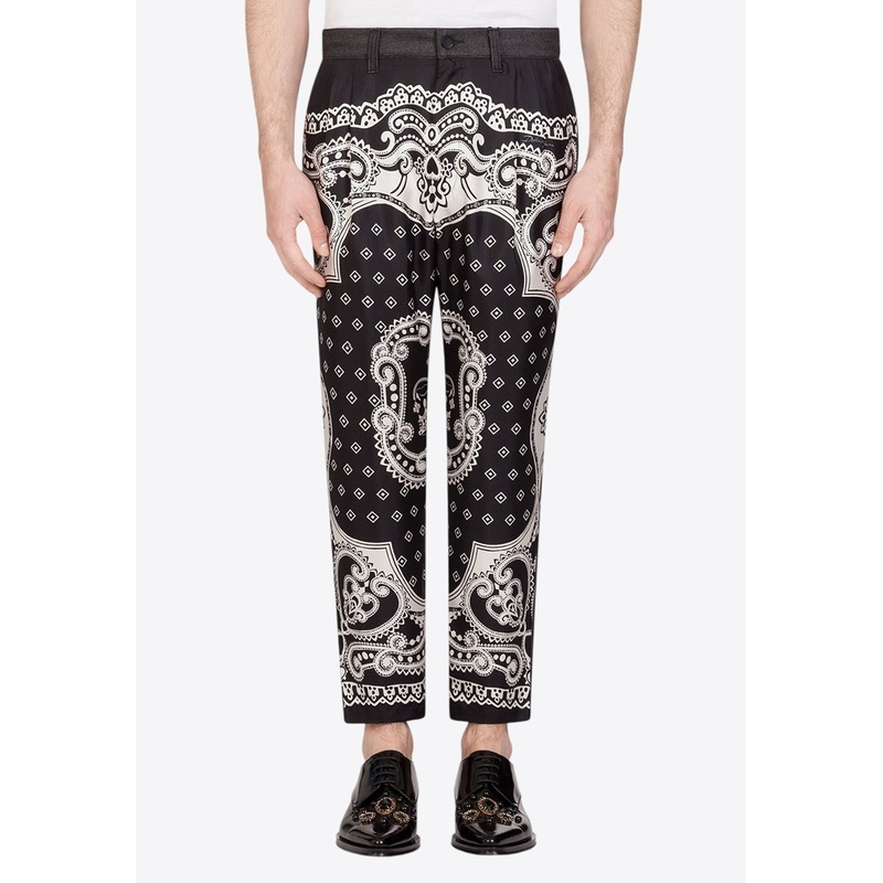 Bandana Print Tailored Pants Monochrome mrtwit_IT 48