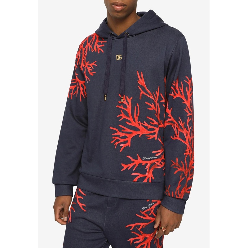 Coral Printed Hooded Sweatshirt Navy mrtwit_IT 46