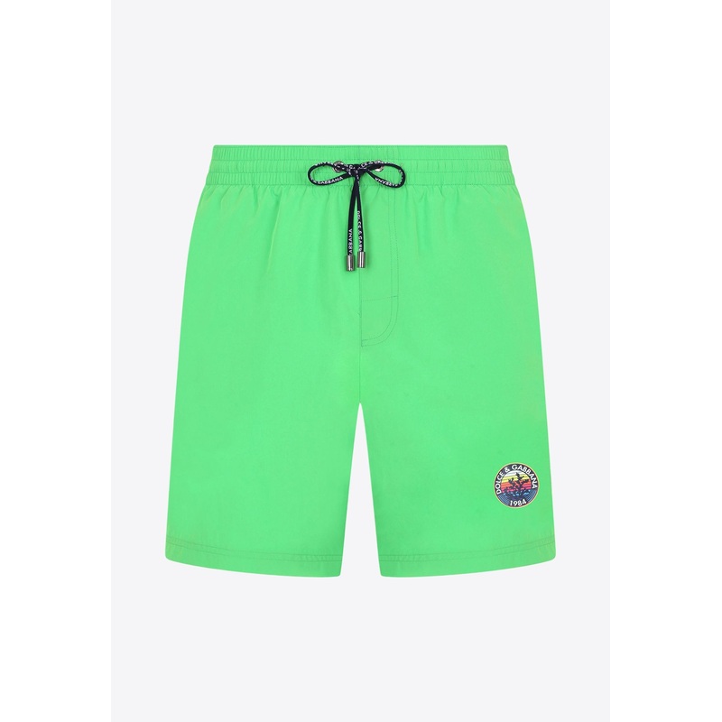 Stamp Logo Swim Shorts Green mrtwversace_3