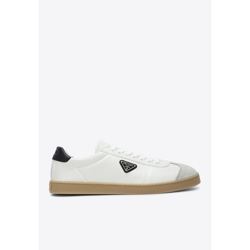 Triangle Logo Leather Low-Top Sneakers White mshoesuk_UK 6