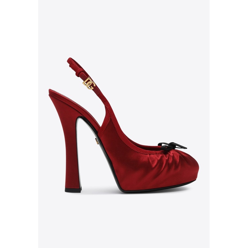Vally 105 Satin Slingback Pumps with Upper Bow Red wshoeseu_EU 36