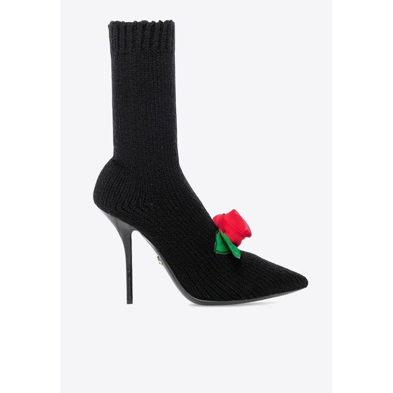 110 Sock-Like Mid-Calf Boots Black wshoeseu_EU 35