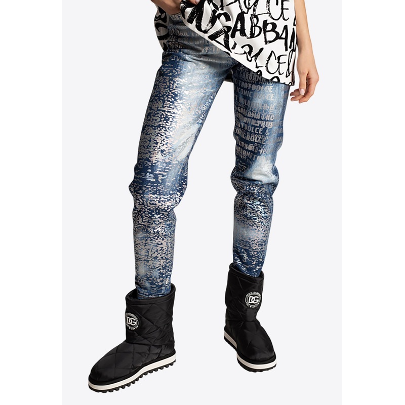 All-Over Logo Print Faded Jeans Blue wrtwit_IT 36