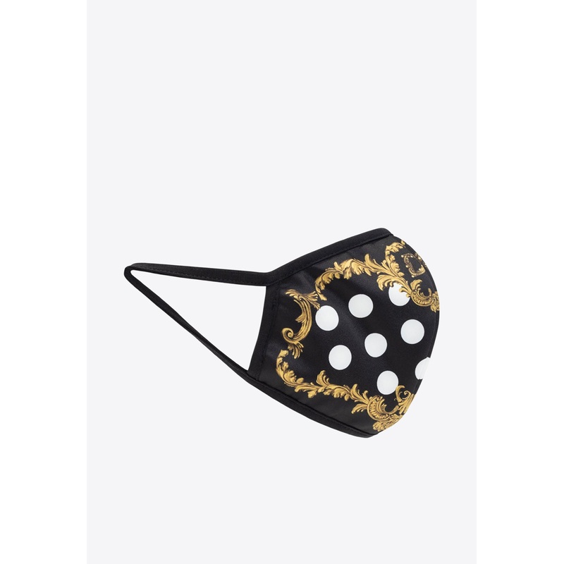 Baroque and Polka Dot Print Neoprene Mask Black Onesize