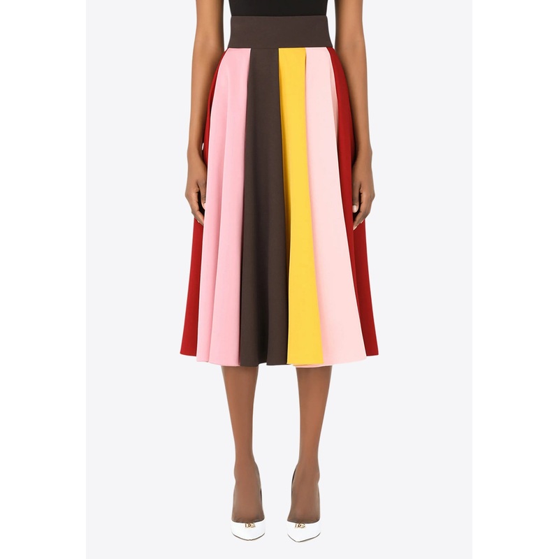 Colorblocked Pleated Midi Skirt Multicolor wrtwit_IT 40