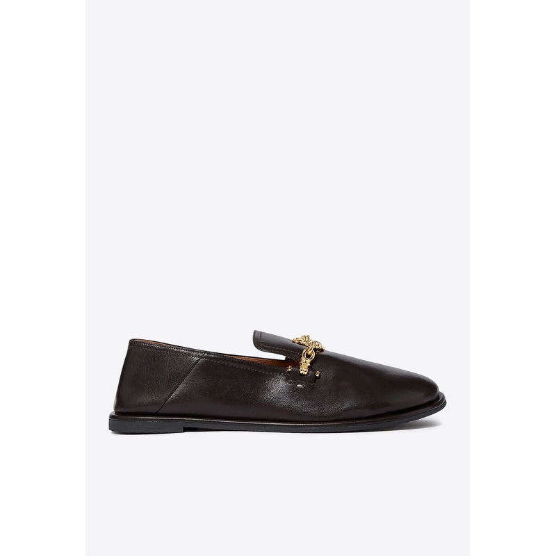 Ryder Chain Embellished Loafers Dark Brown wshoeseu_EU 36