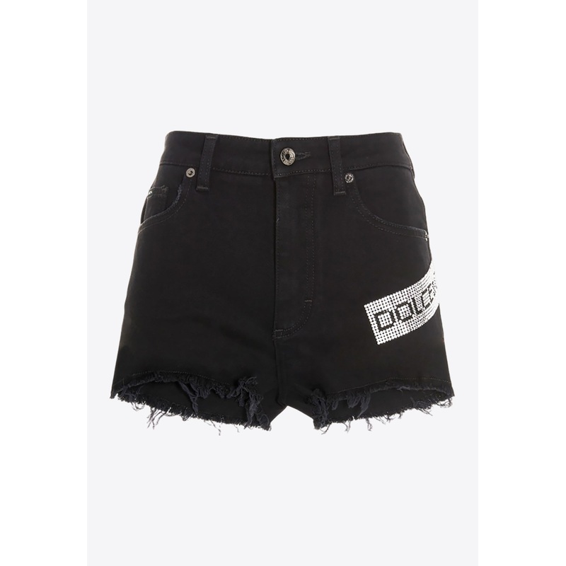 Stud Embellished Mini Shorts Black wrtwit_IT 40