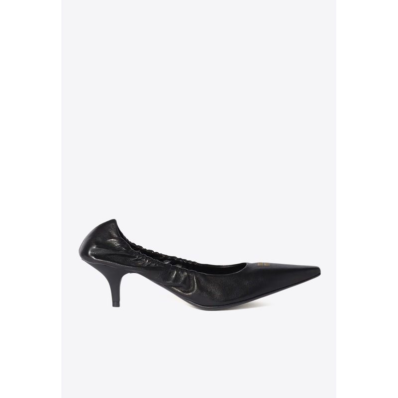 55 Ruched Leather Pumps Black wshoeseu_EU 36.5