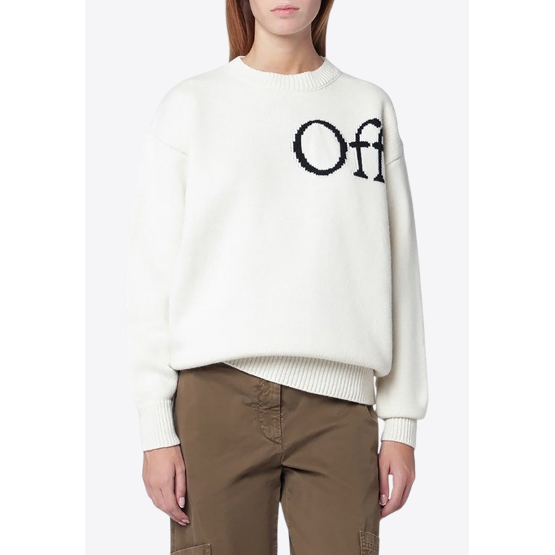 Bookish Logo Intarsia Knit Sweater Cream wrtwstd_XS