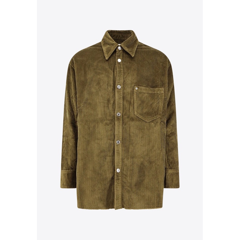 Corduroy Buttoned Shirt Green mrtwstd_XS