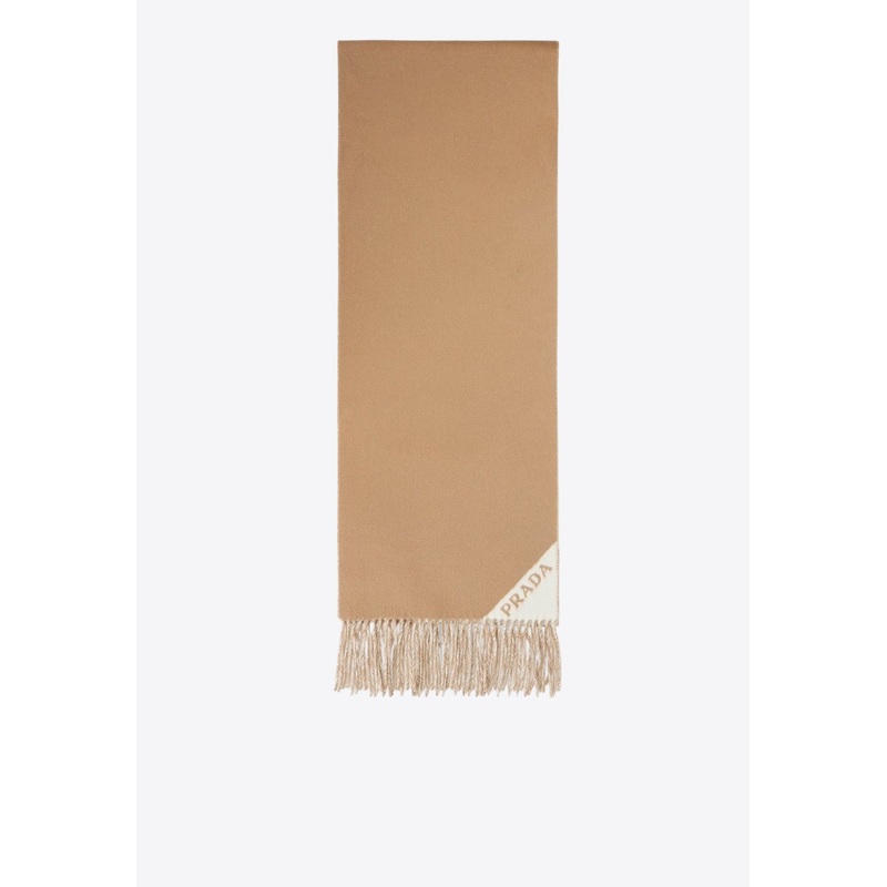 Fringed Cashmere Scarf Camel Onesize