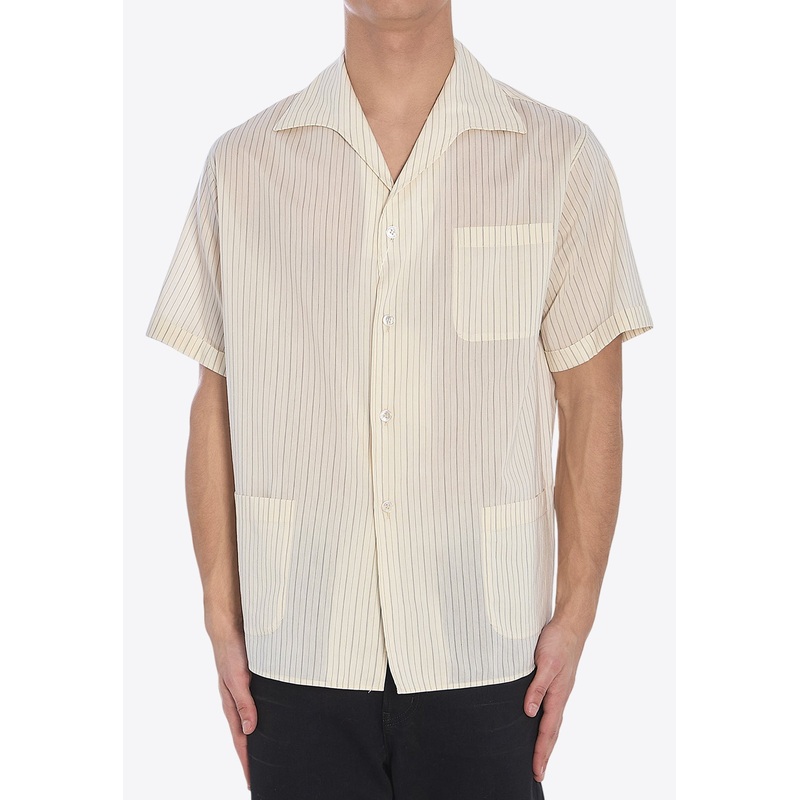 Striped Short-Sleeved Shirt White mrtwit_IT 48