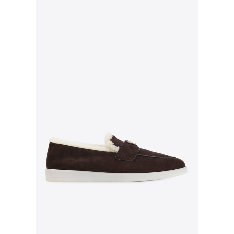 Suede Shearling Loafers Brown mshoesuk_UK 11