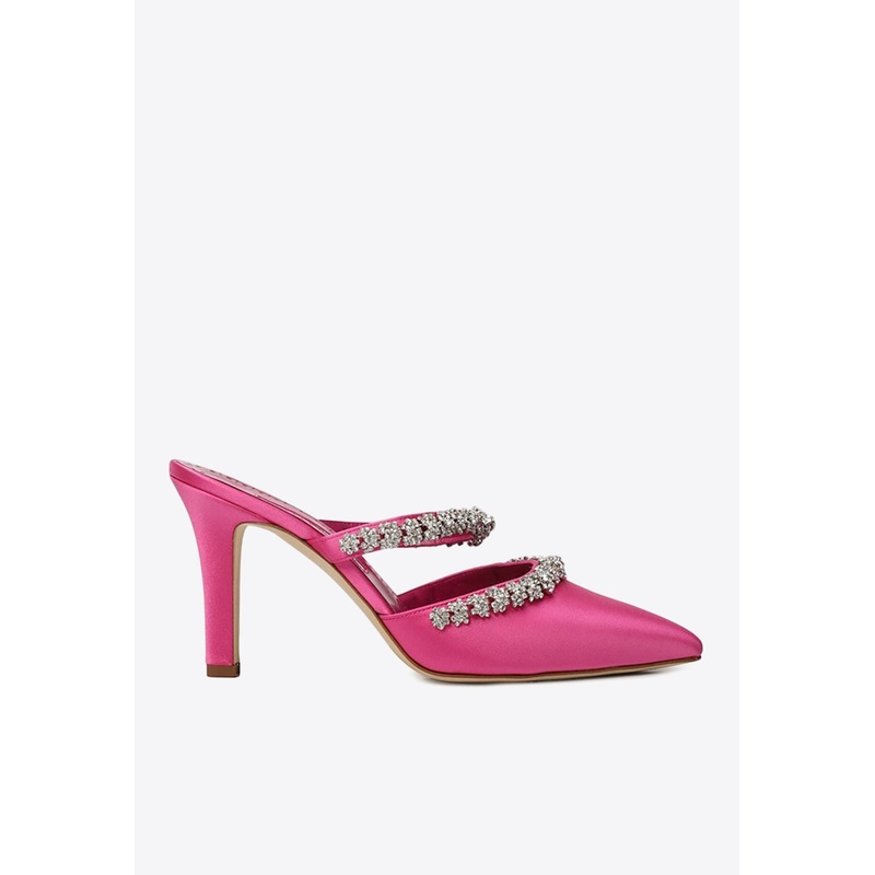 Vedadamu 90 Satin Crystal Embellished Mules Pink wshoeseu_EU 36.5