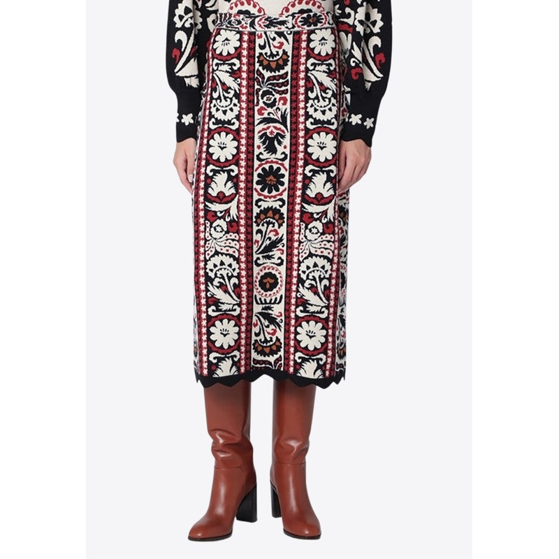 Winter Tapestry Knitted Midi Skirt Multicolor wrtwstd_XS