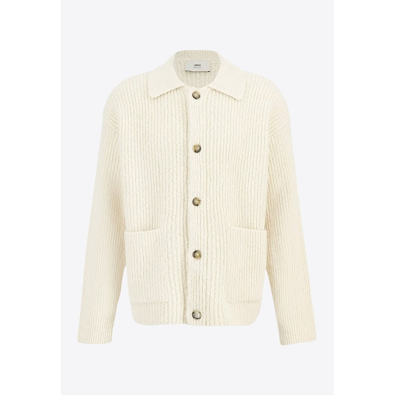 Wool-Blend Knitted Cardigan Ivory mrtwstd_S