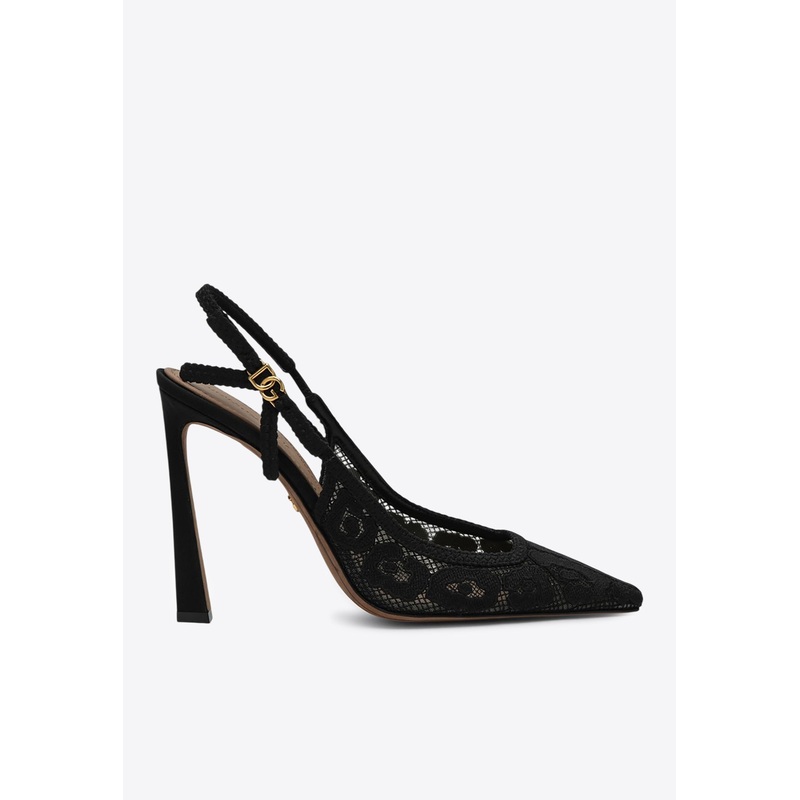 95 Rhinestone Lace Slingback Pumps Black wshoeseu_EU 36