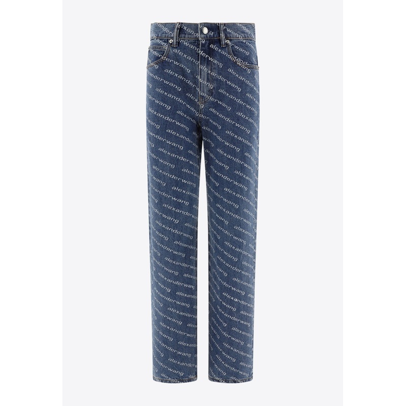 All-Over Logo Straight-Leg Jeans Blue wrtwbottoms_26