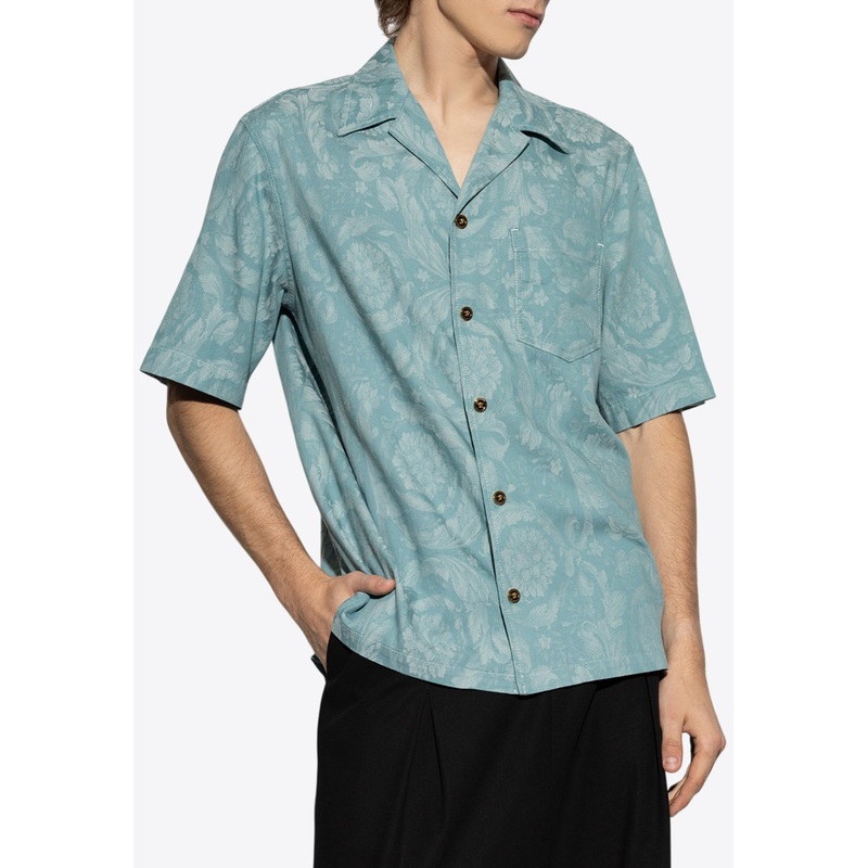 Barocco Jacquard Denim Shirt Blue mrtwit_IT 46