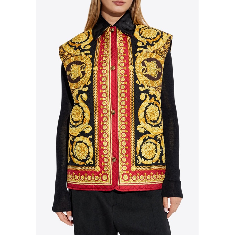 Barocco Silk Reversible Quilted Vest Multicolor wrtwit_IT 36