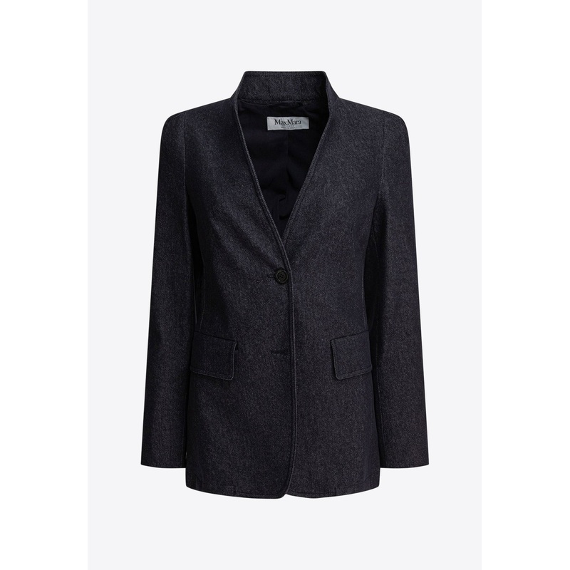 Beatrice Collarless Denim-Effect Blazer Blue wrtwit_IT 40