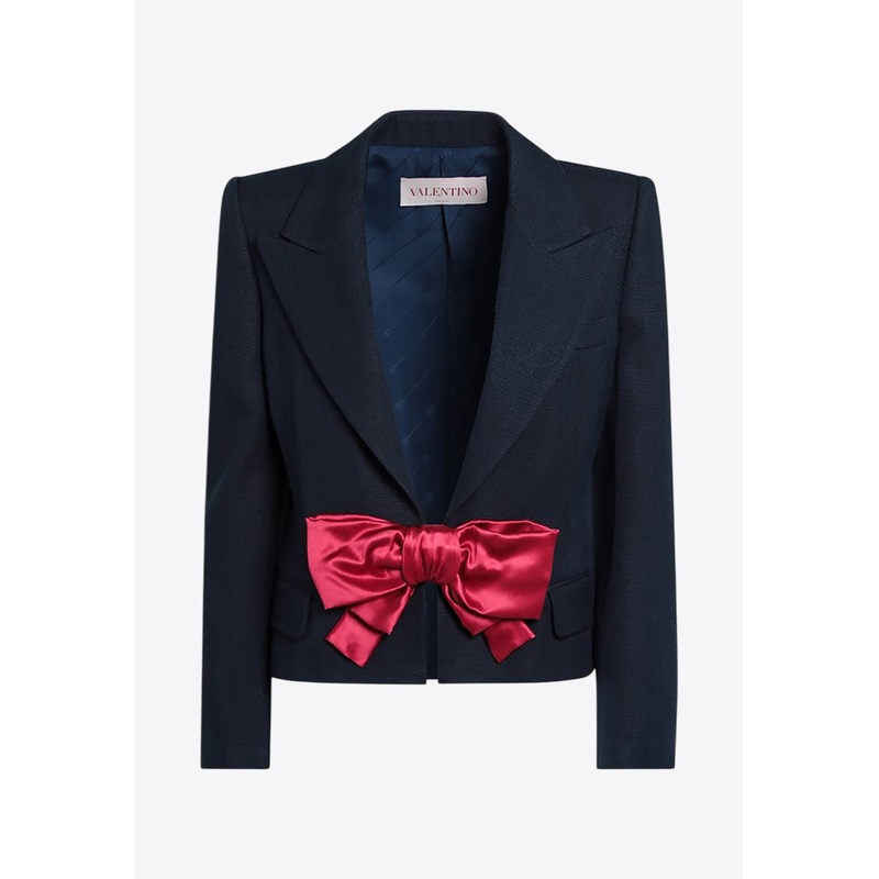 Bow Cropped Blazer Blue wrtwit_IT 38