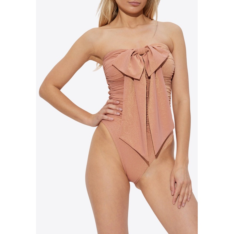 Bow Draped One-Piece Swimsuit Pink wrtwzimmermann_0