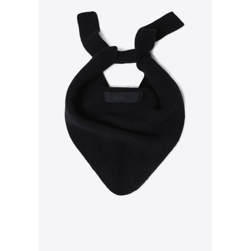 Gros Grain Logo Wool-Blend Scarf Black Onesize