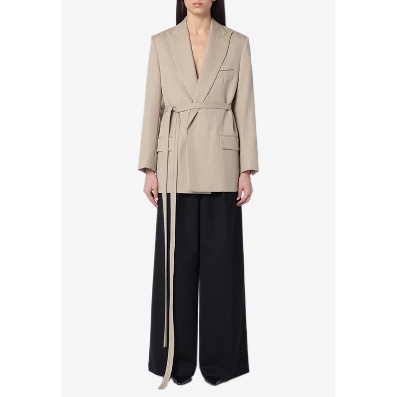 Belted Wool Blazer Brown wrtwuk_UK 8