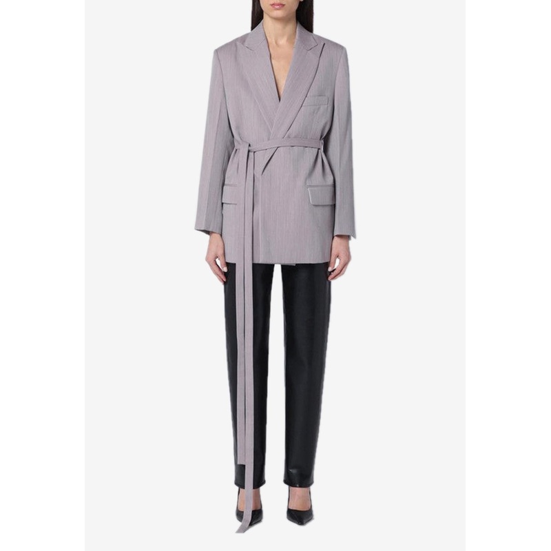 Belted Wool Blazer Gray wrtwuk_UK 8