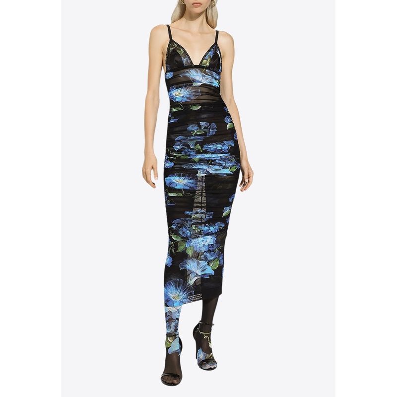 Bluebell Print Tulle Midi Slip Dress Multicolor wrtwit_IT 40