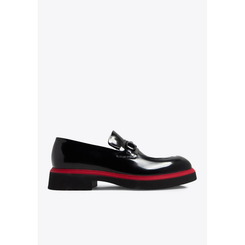 Fiorello Shiny Leather Loafers Black mshoesus_US 6