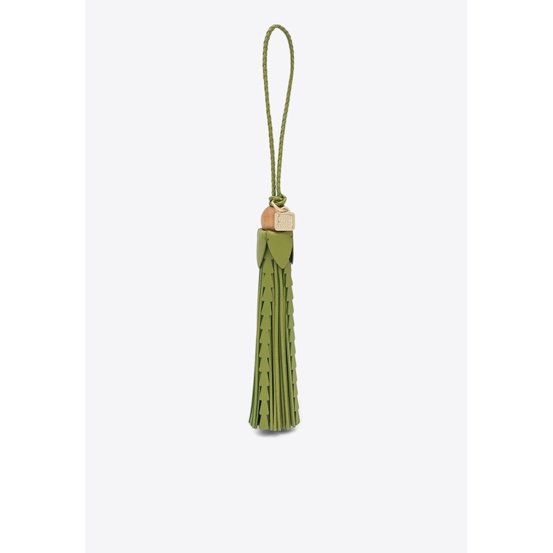 Logo Leather Tassel Keyring Green Onesize