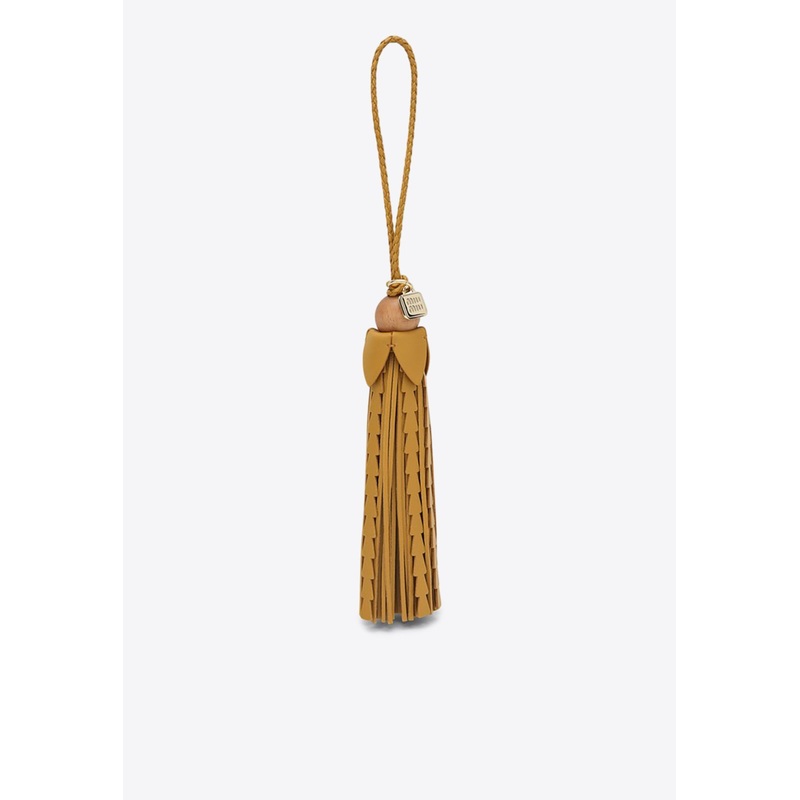 Logo Leather Tassel Keyring Mustard Onesize