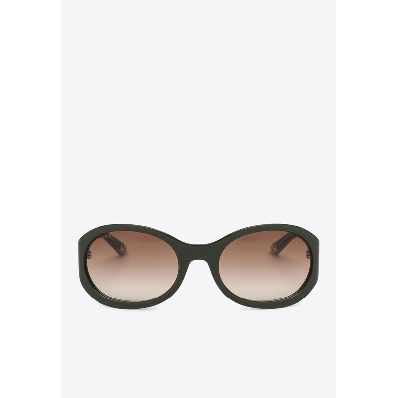 Round-Frame Logo Sunglasses Brown Onesize