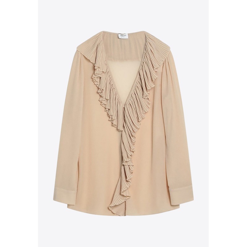 Ruffles Long-Sleeved Blouse Beige wrtwfr_FR 36