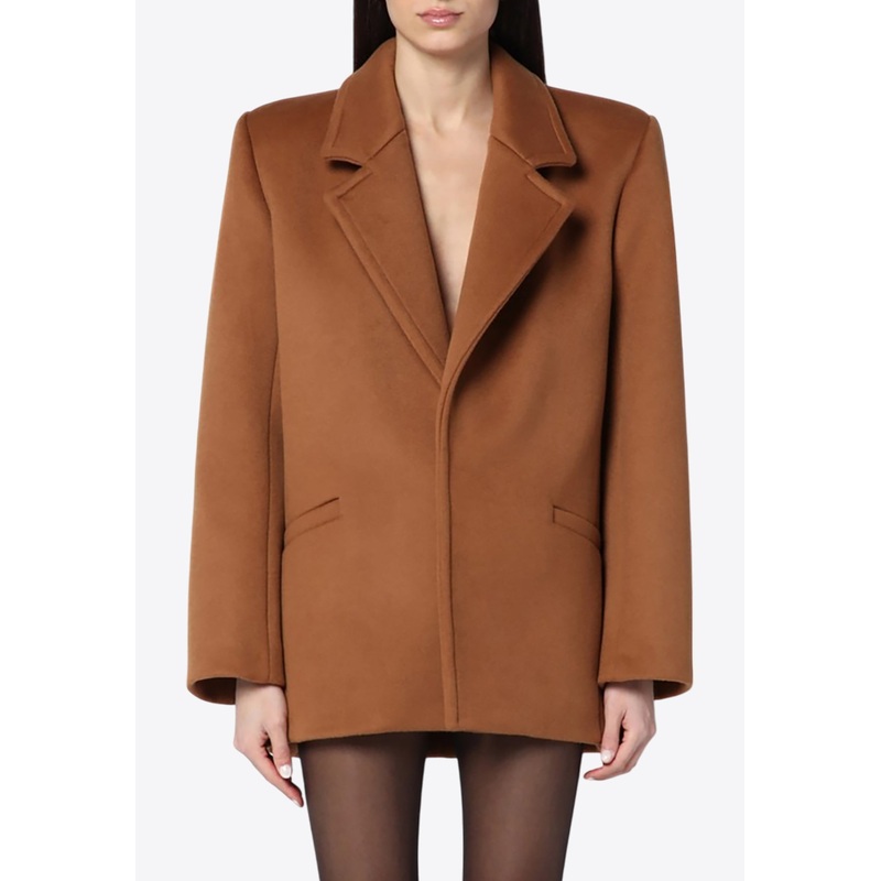 Single-Breasted Wool Short Coat Camel wrtwfr_FR 36