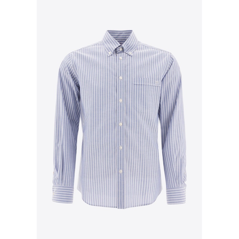 Striped Button-Down Shirt Light Blue mrtwshirtseu_EU 39