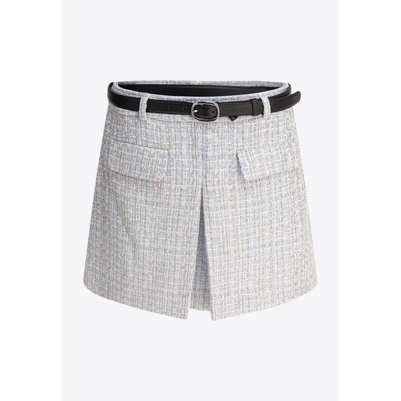 Tweed Mini Skirt Blue wrtwuk_UK 8
