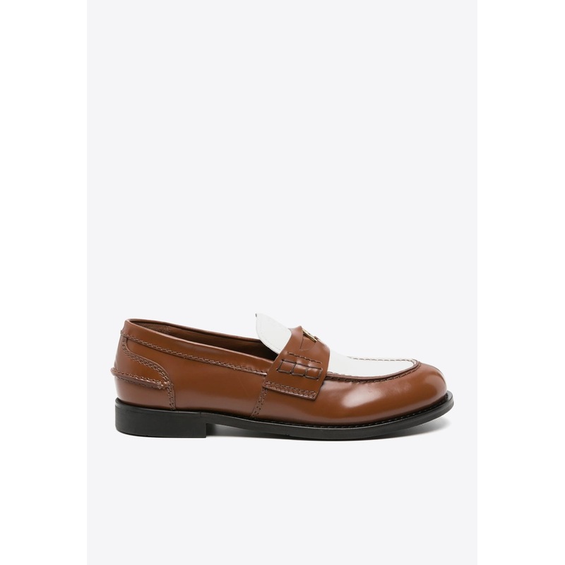 Two-Tone Leather Penny Loafers Brown wshoeseu_EU 40