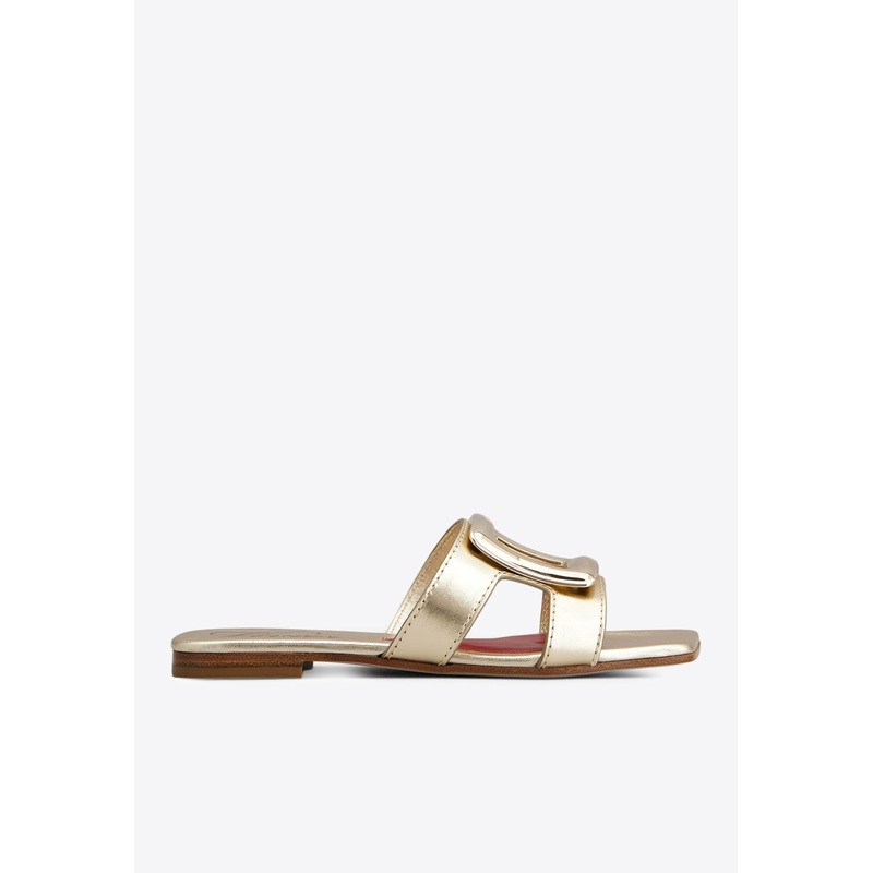 Viv’ by The Sea Metallic Leather Mules Gold wshoeseu_EU 36