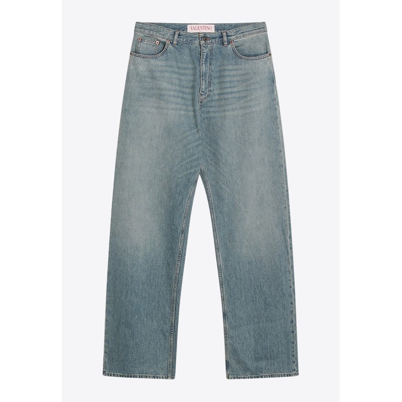 Washed Straight-Leg Pants Blue mrtwbottoms_31