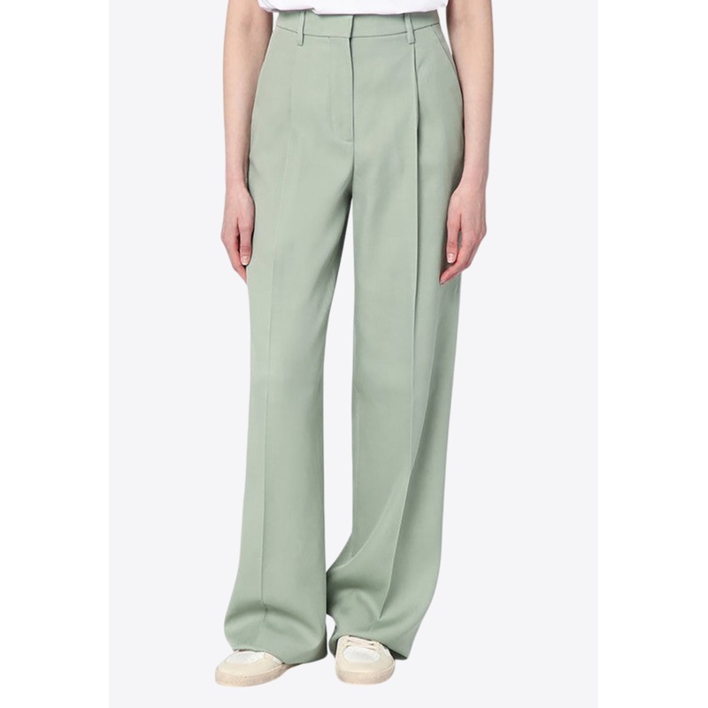 Wide-Leg Wool Pants Green wrtwit_IT 38