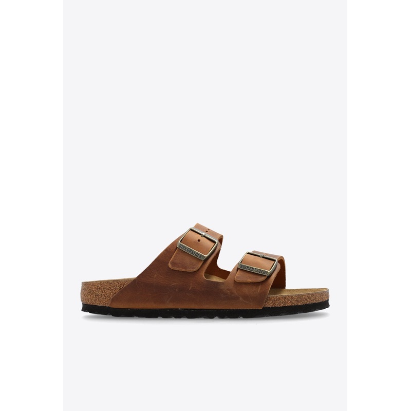 Arizona Two-Strap Leather Slides Brown wshoeseu_EU 35