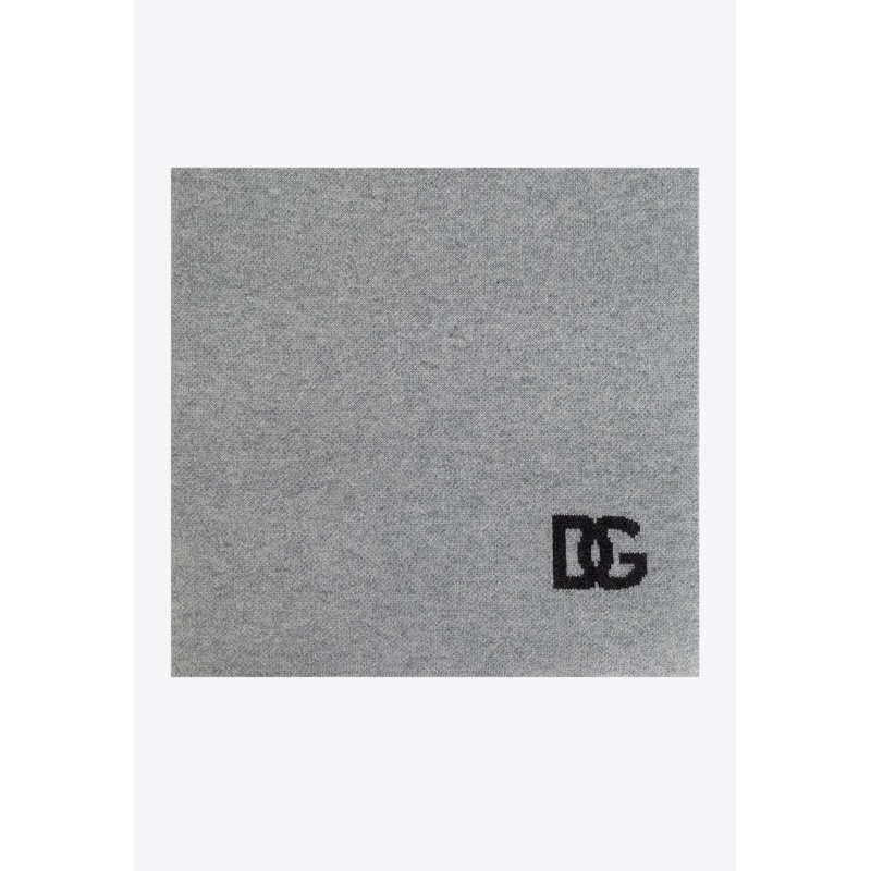 DG Logo Inlay Cashmere Scarf Gray Onesize